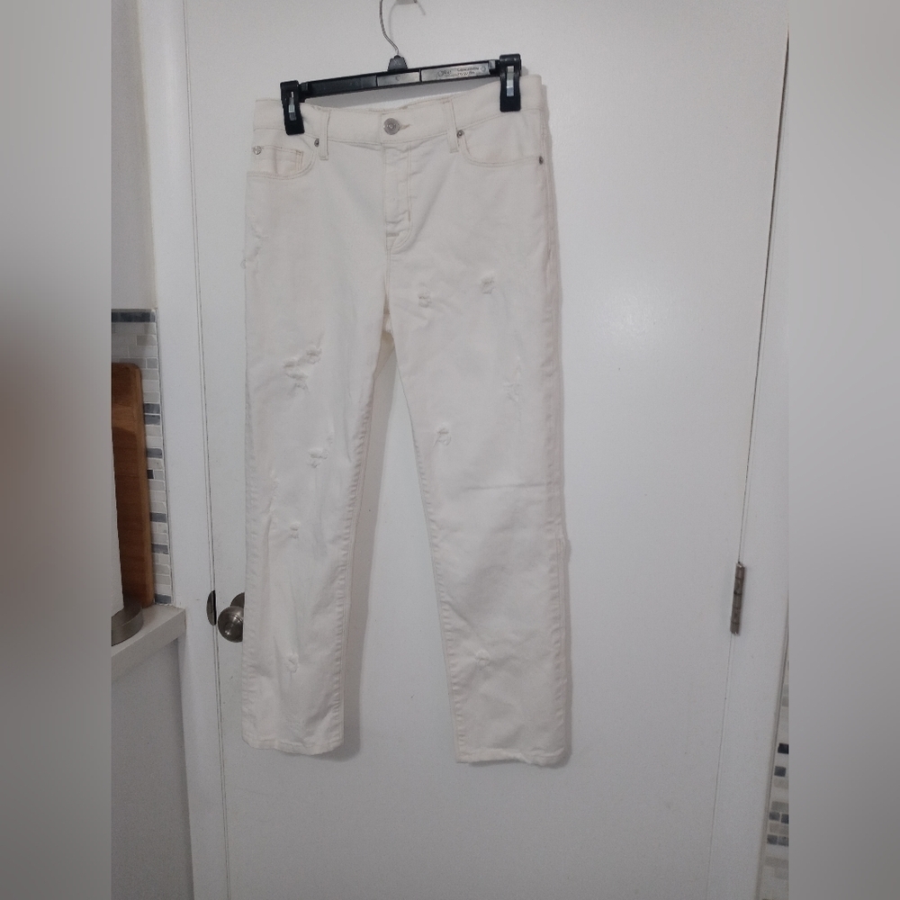 Hudson ZOEEY White Distressed Stretched Skinny Jeans 28